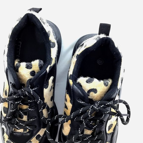 Calf Hair Leather Lace Up Women’s Leopard Print Shoes Size 9.5 - Picture 5 of 8